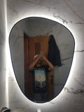 Illuminated Mirror with Gold & Black Frame, Luxury Home Decor