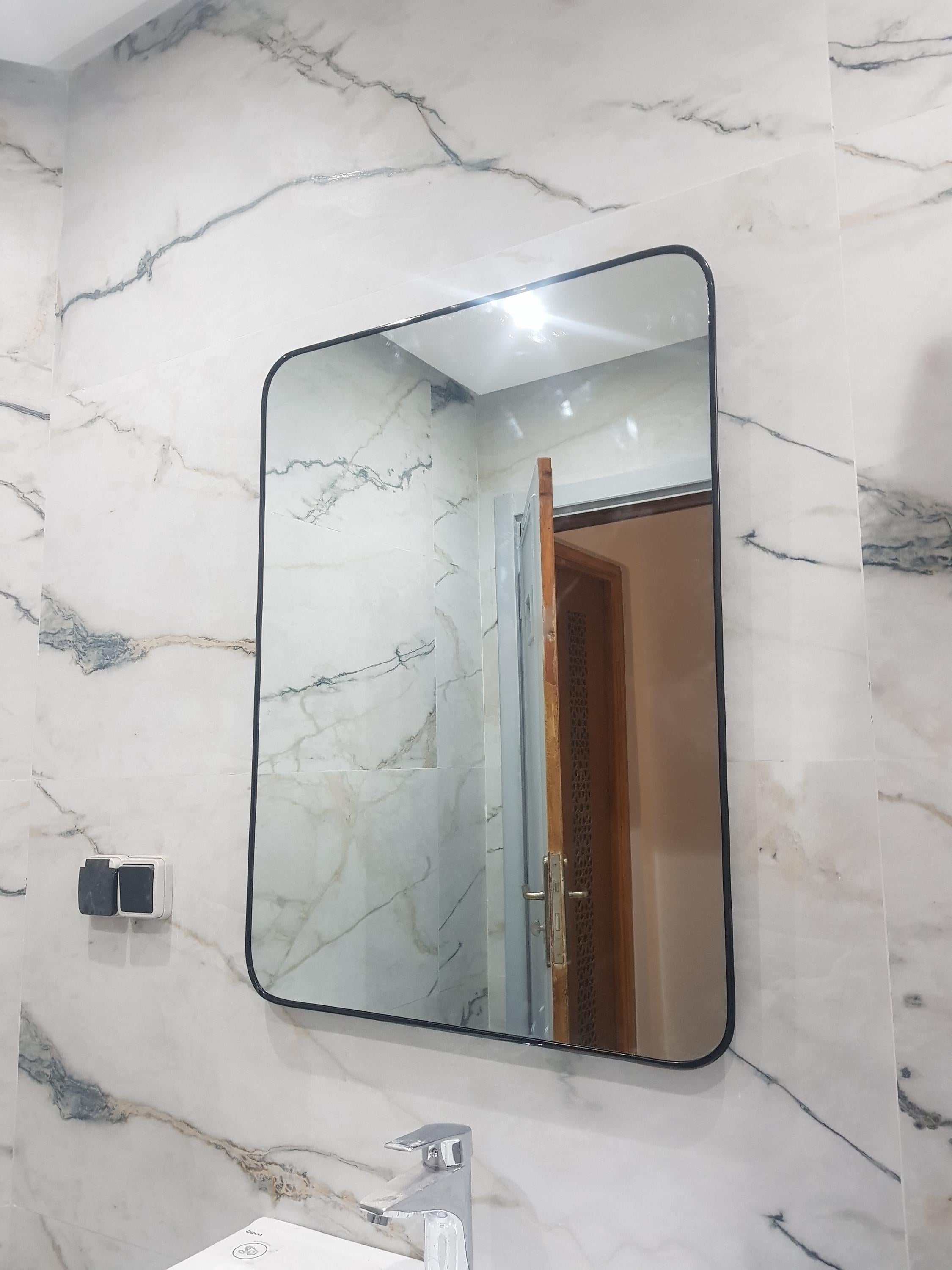 LED Backlit Rectangle Mirror – Modern Minimalist Bathroom Vanity (70x50cm)