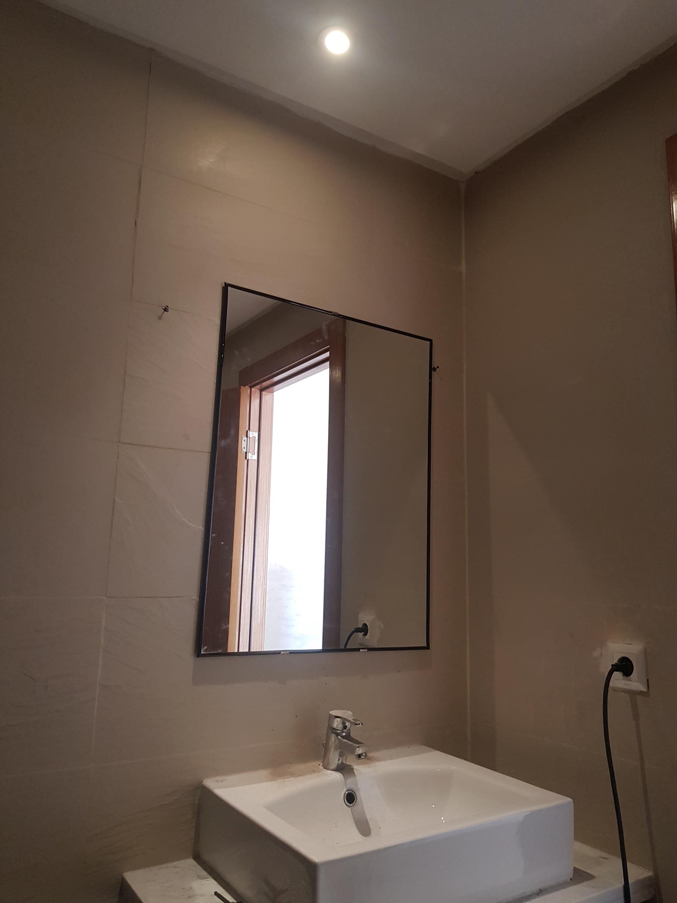 Frameless Rectangle Wall Mirror – Modern Minimalist Bathroom Vanity, 70x50cm