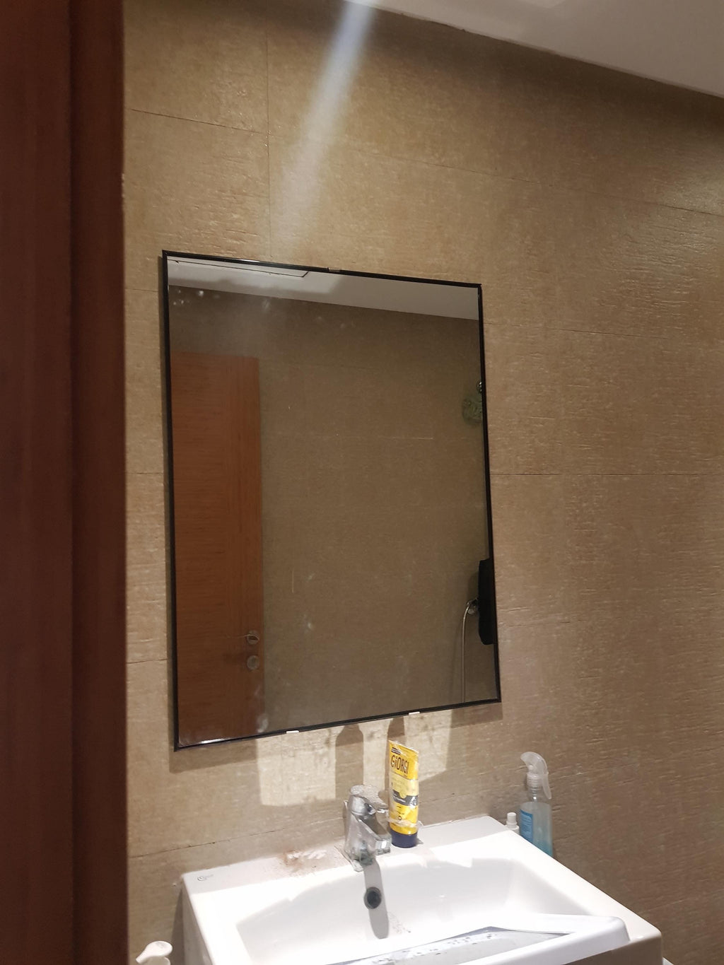 Frameless Rectangle Wall Mirror – Modern Minimalist Bathroom Vanity, 70x50cm