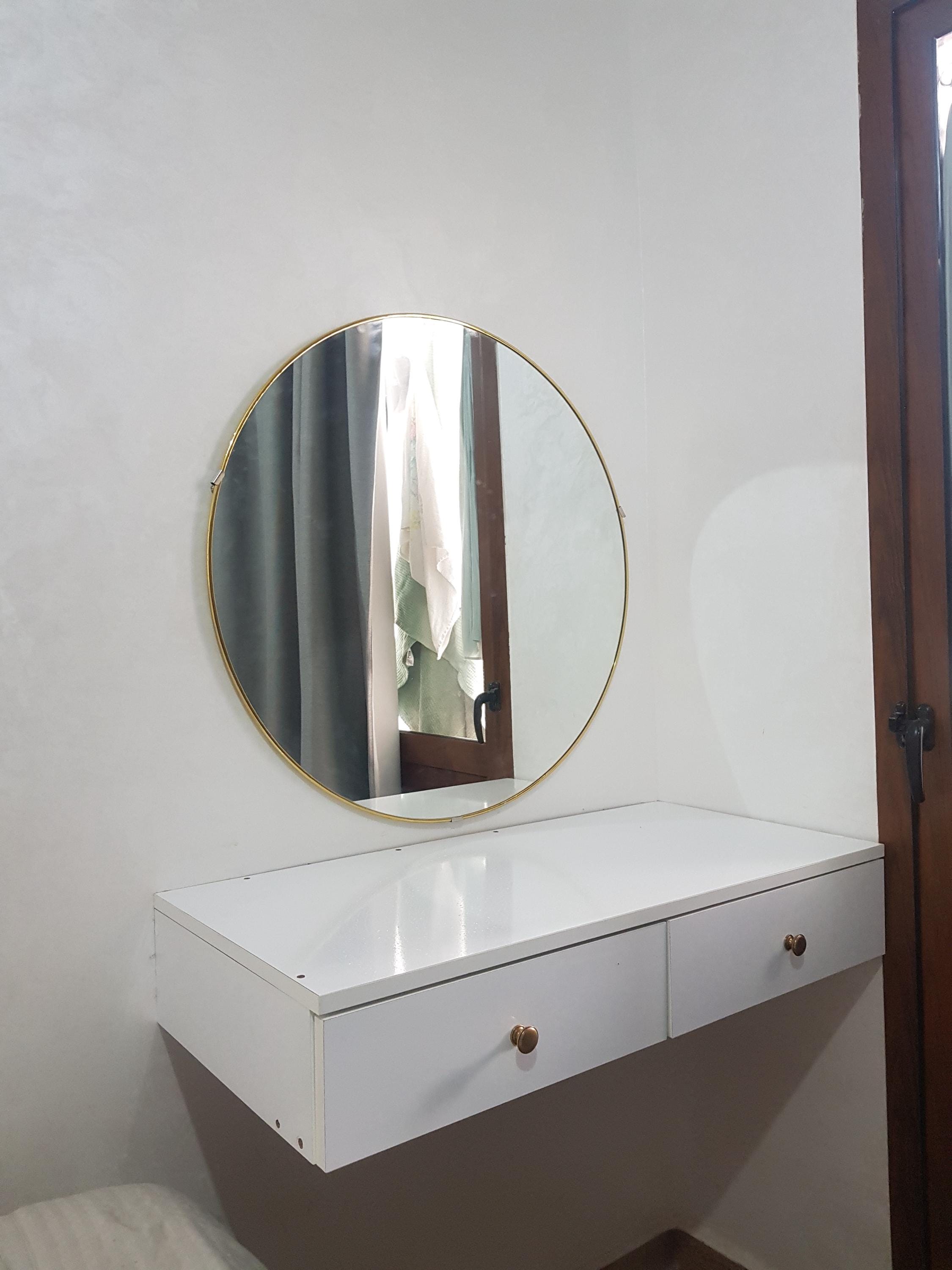 Handmade Round Gold Wall Mirror – Minimalist Moroccan Decor (40-70cm)