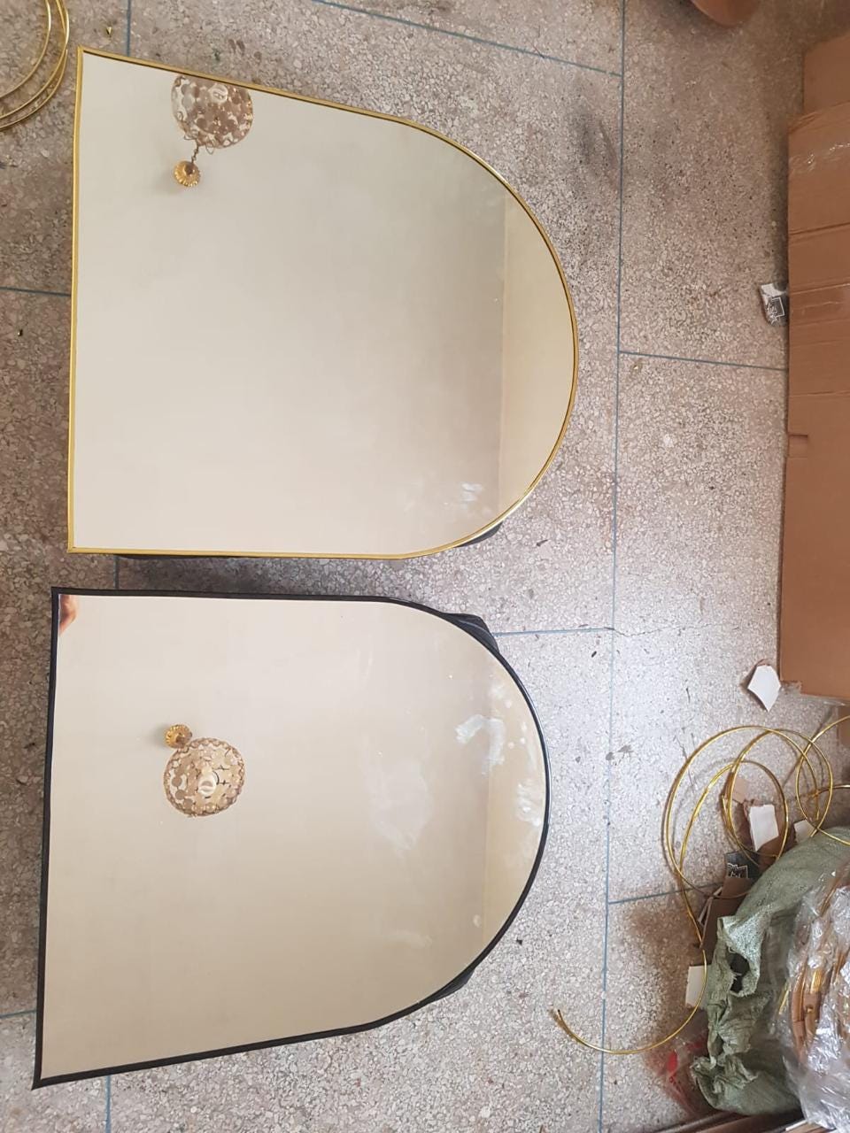 Handmade Arched Wall Mirror - Minimalist Gold & Black Ovale Mirror - custom Sizes 70/50/40cm