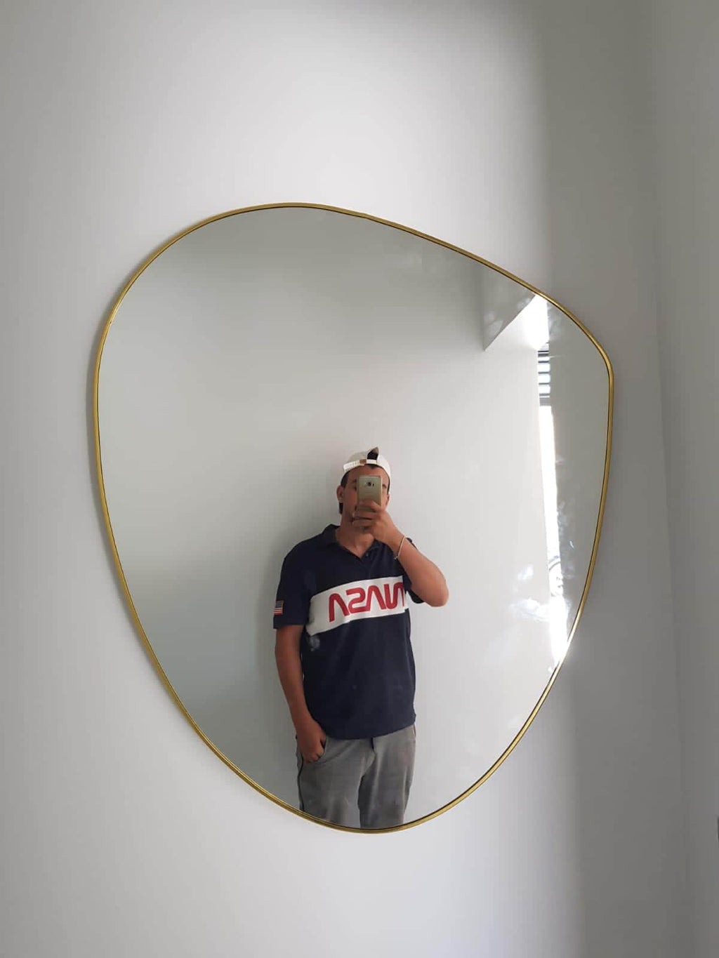 Handmade Asymmetrical Wall Mirror – Modern Gold Frame, Decor
