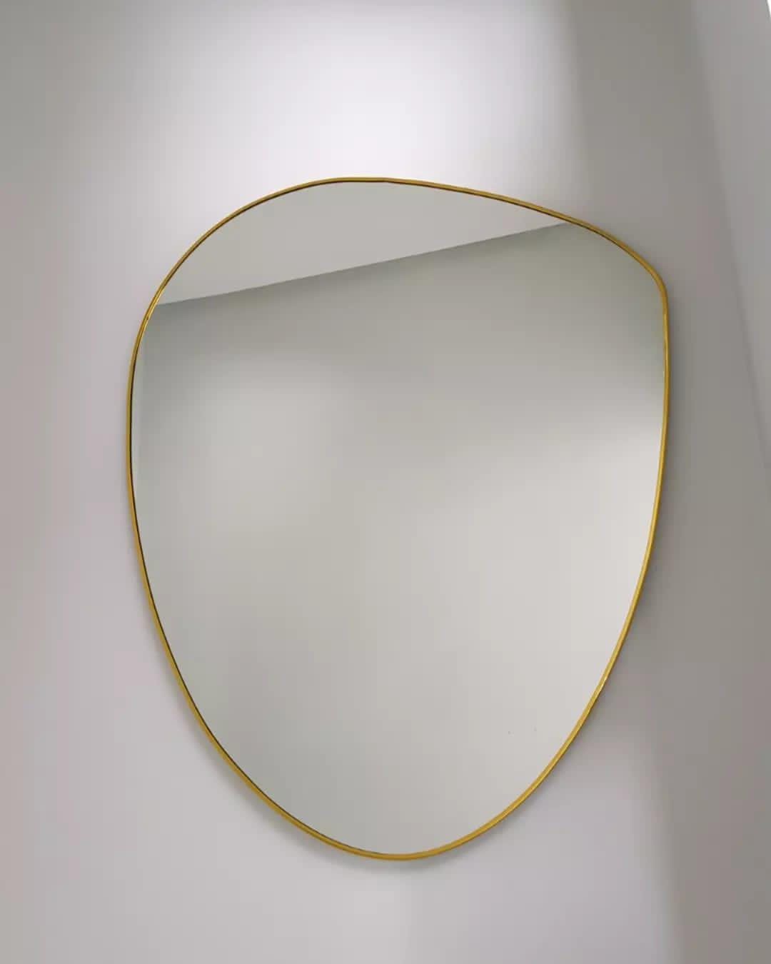 Handmade Asymmetrical Wall Mirror – Modern Gold Frame, Decor