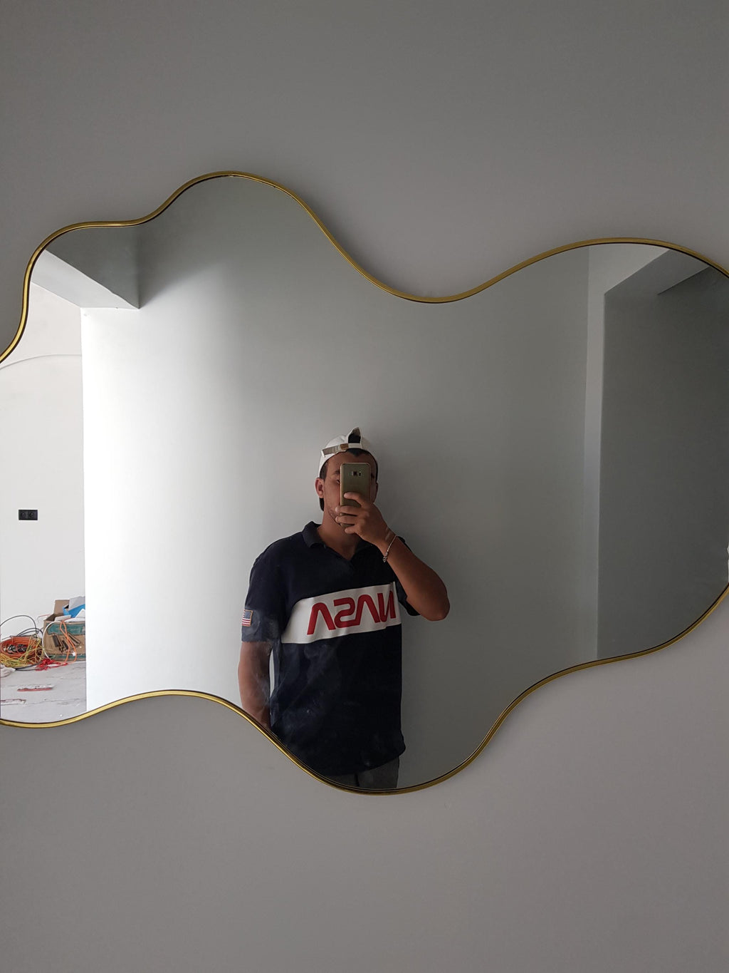 Wave Mirror Cloud Frame, Gold Decor Luxury Room