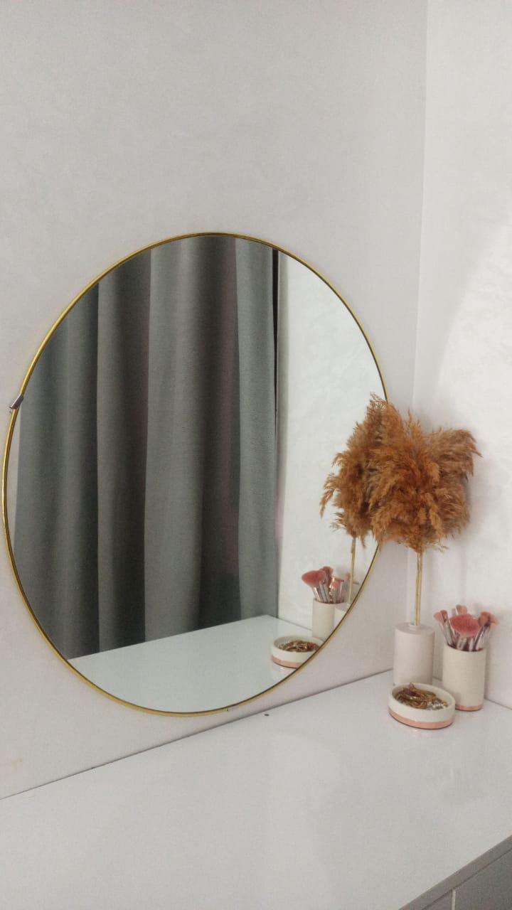 Handmade Round Gold Wall Mirror – Minimalist Moroccan Decor (40-70cm)