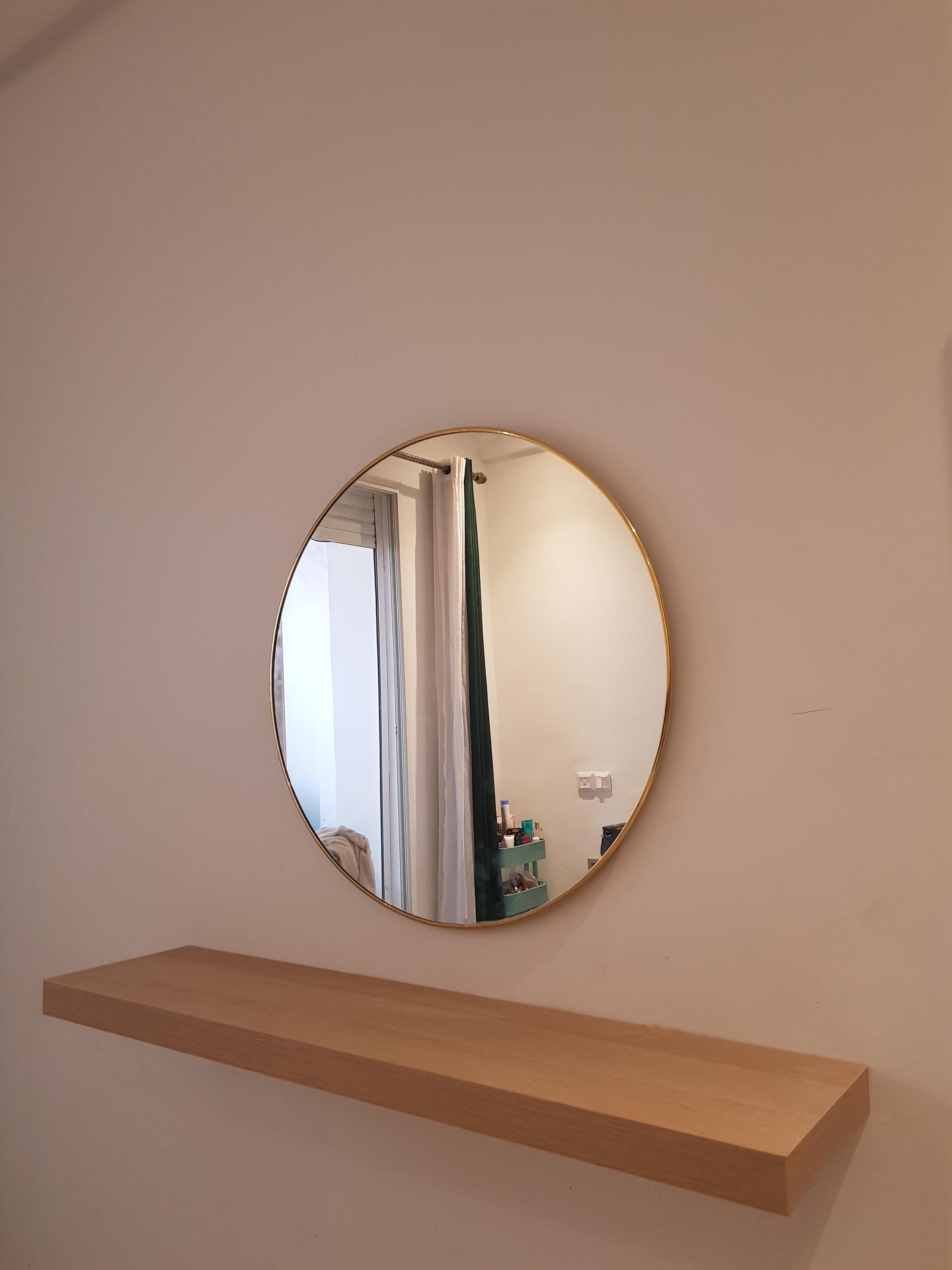 Handmade Round Gold Wall Mirror – Minimalist Moroccan Decor (40-70cm)