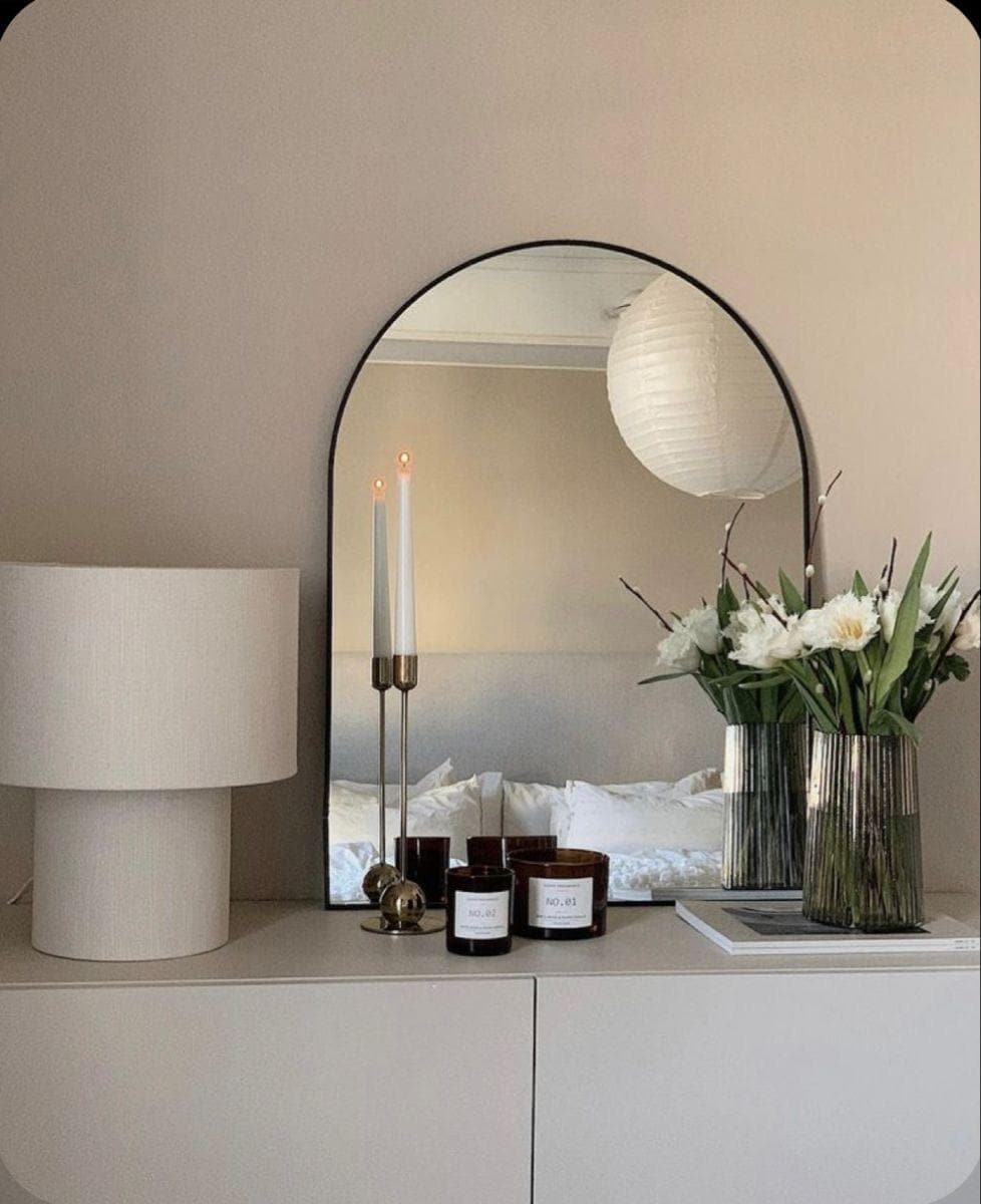 Handmade Arched Wall Mirror - Minimalist Gold & Black Ovale Mirror - custom Sizes 70/50/40cm