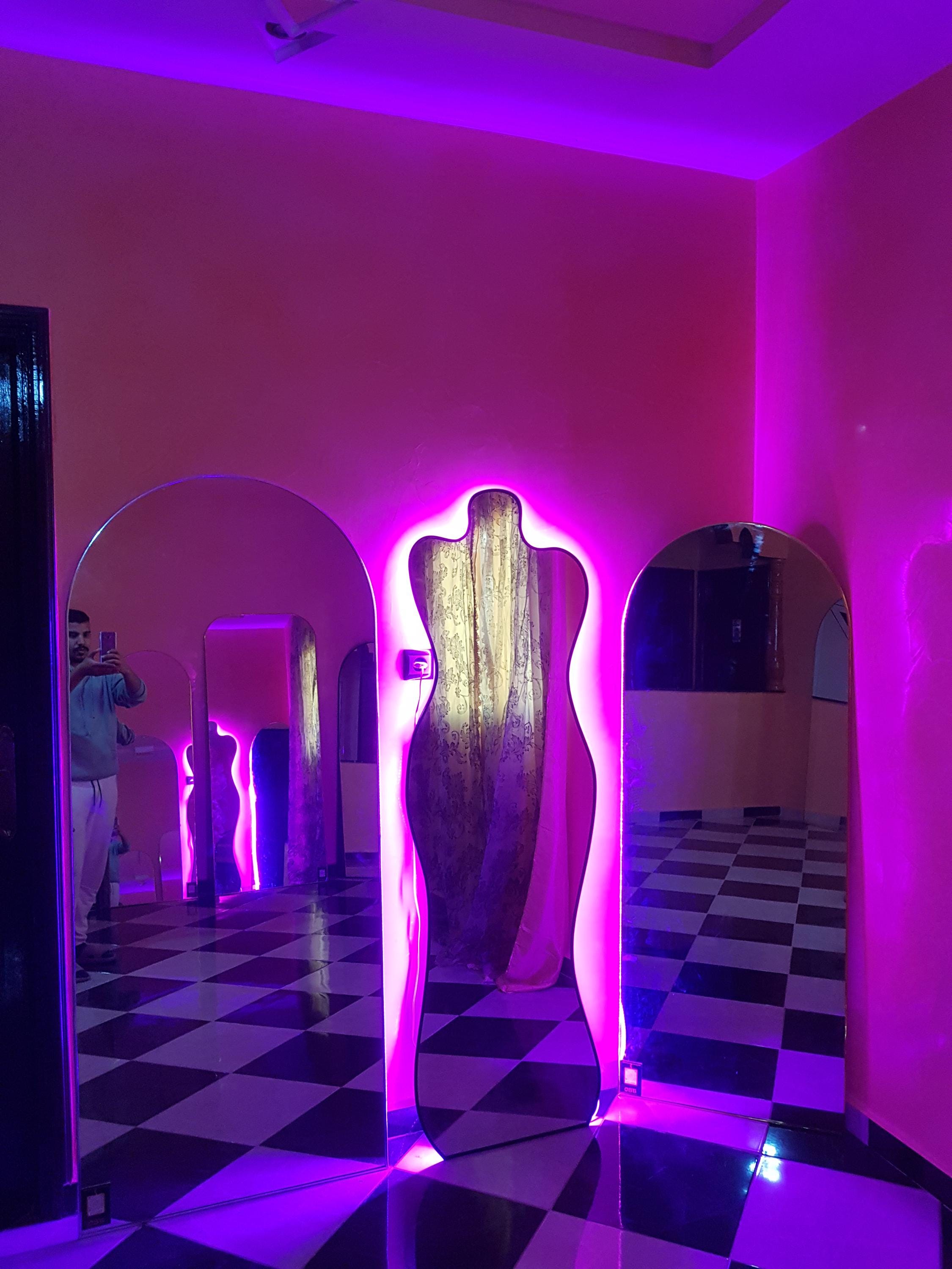 Artistic Mannequin Mirror: Full Length Purple LED Silhouette