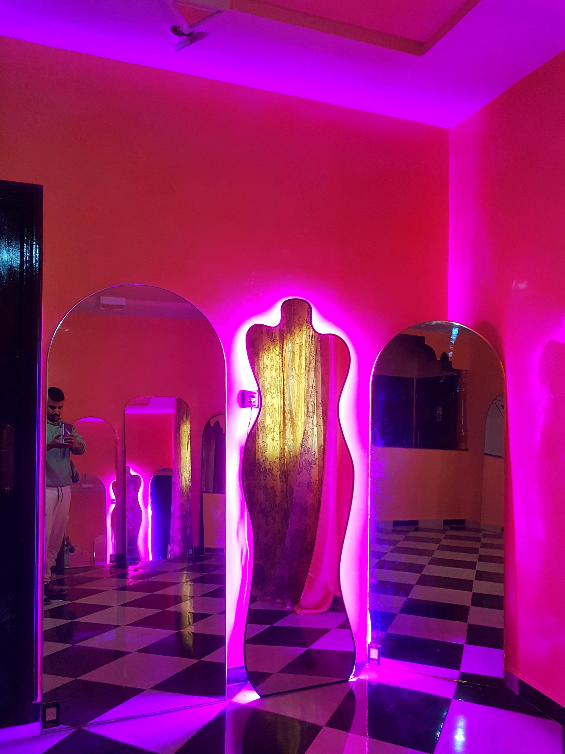 Artistic Mannequin Mirror: Full Length Purple LED Silhouette