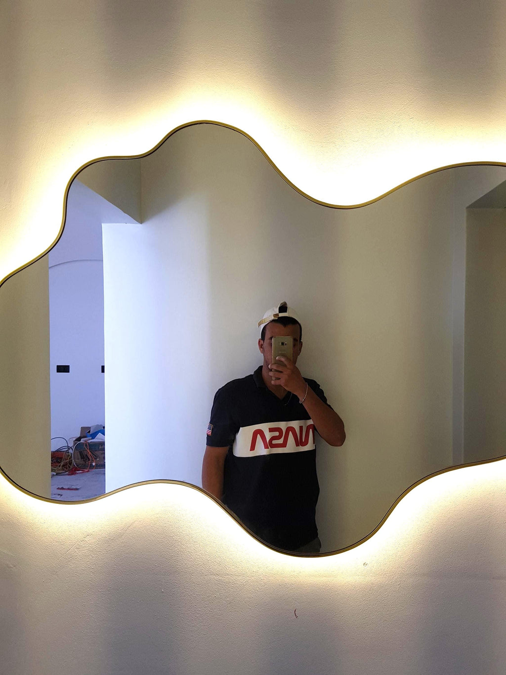Wave Mirror Cloud Frame, Gold Decor Luxury Room