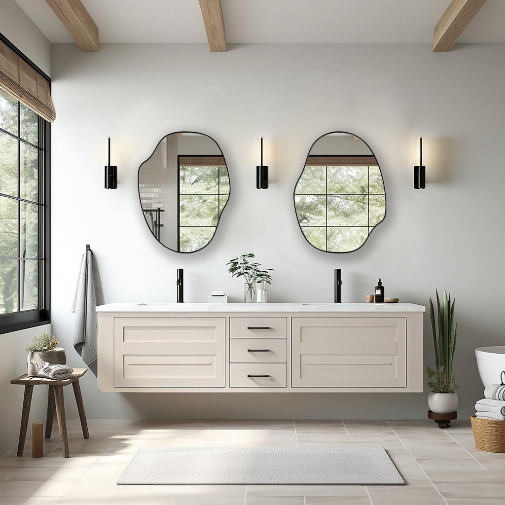 Mirror Modern Lux Irregular Gold Black Decor 80x60cm Vanity Touch of Beauty