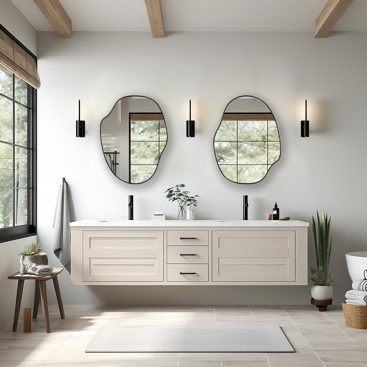 Mirror Modern Lux Irregular Gold Black Decor 80x60cm Vanity Touch of Beauty