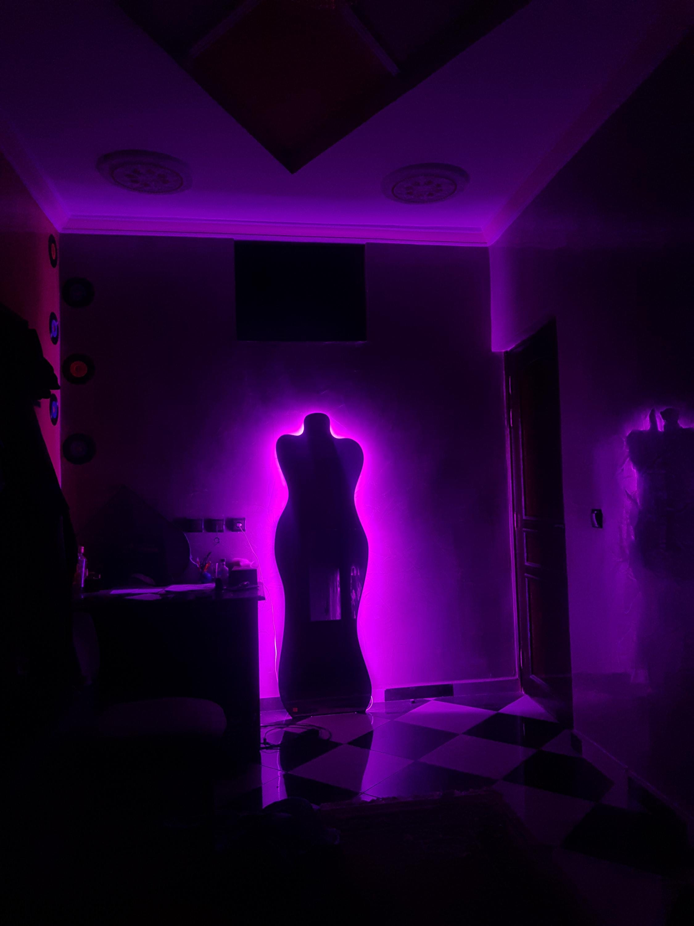 Artistic Mannequin Mirror: Full Length Purple LED Silhouette