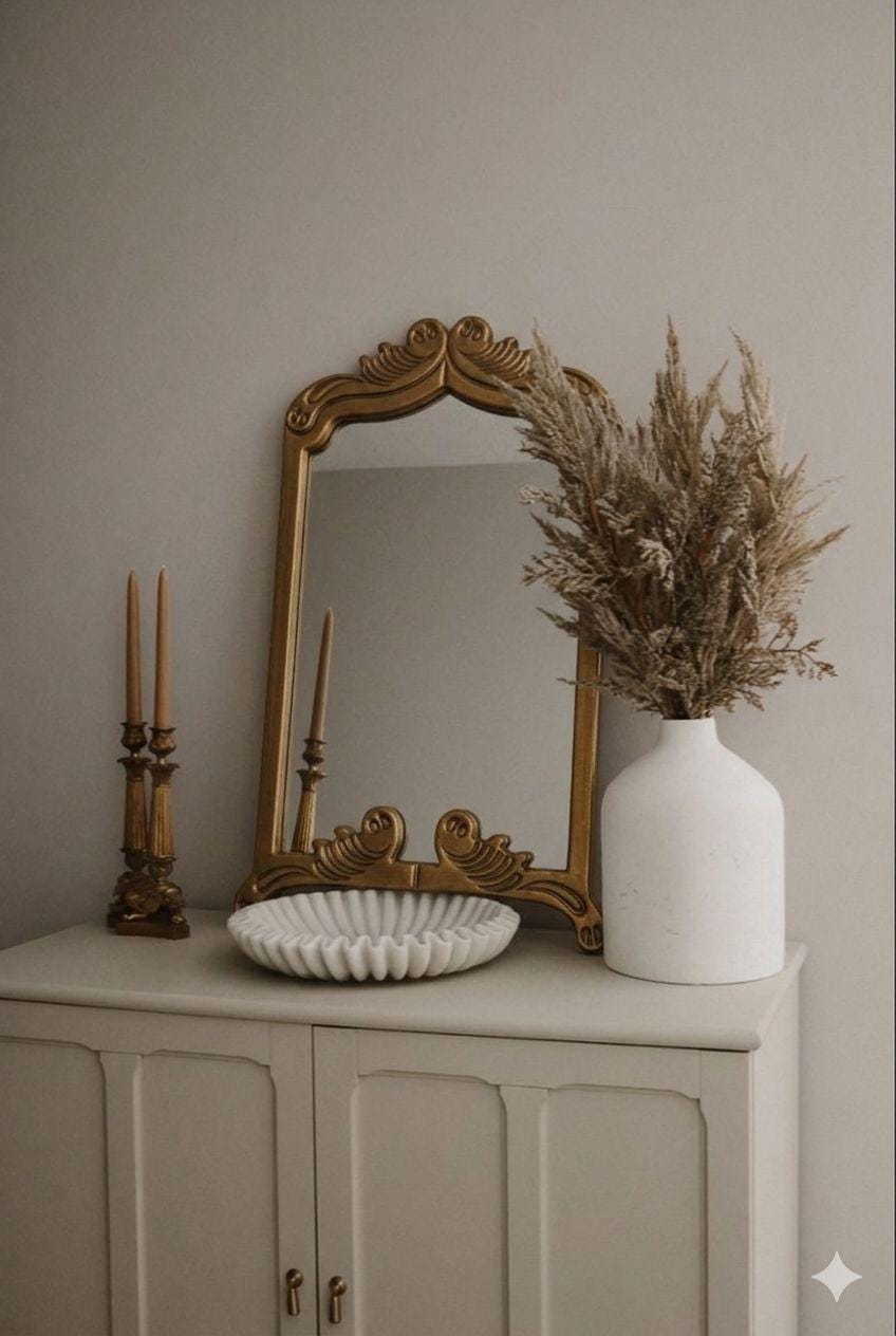 Vintage Gold Orante Mirror Carved Mirror for Vanity & Wall Luxury Home Decor Gift 85x55cm