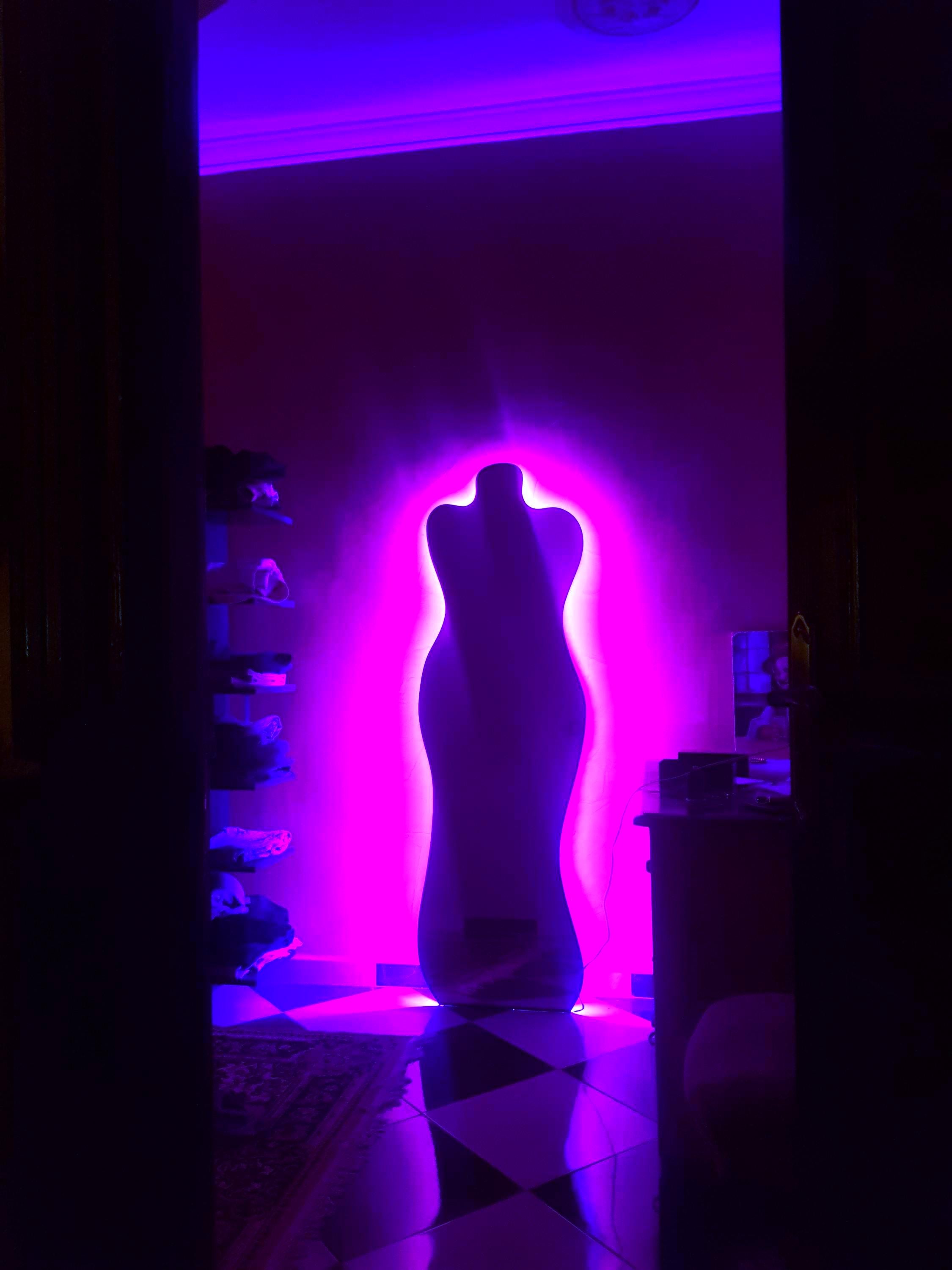 Artistic Mannequin Mirror: Full Length Purple LED Silhouette