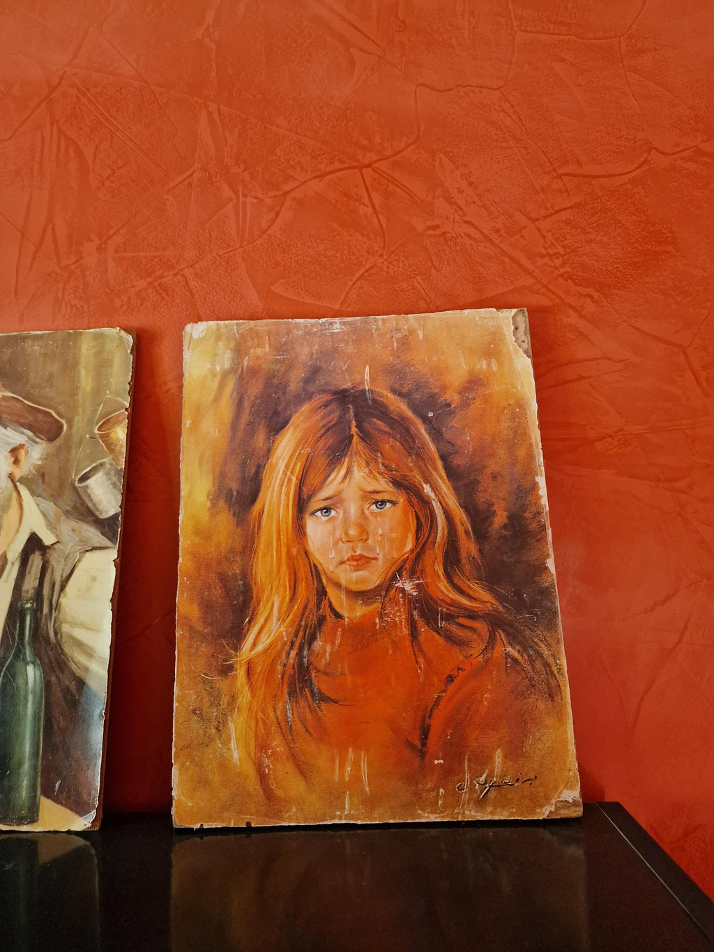 Set of 3 Italian Paintings by De Curtis & Parisi – Vintage Emotional Portraits Wall Art