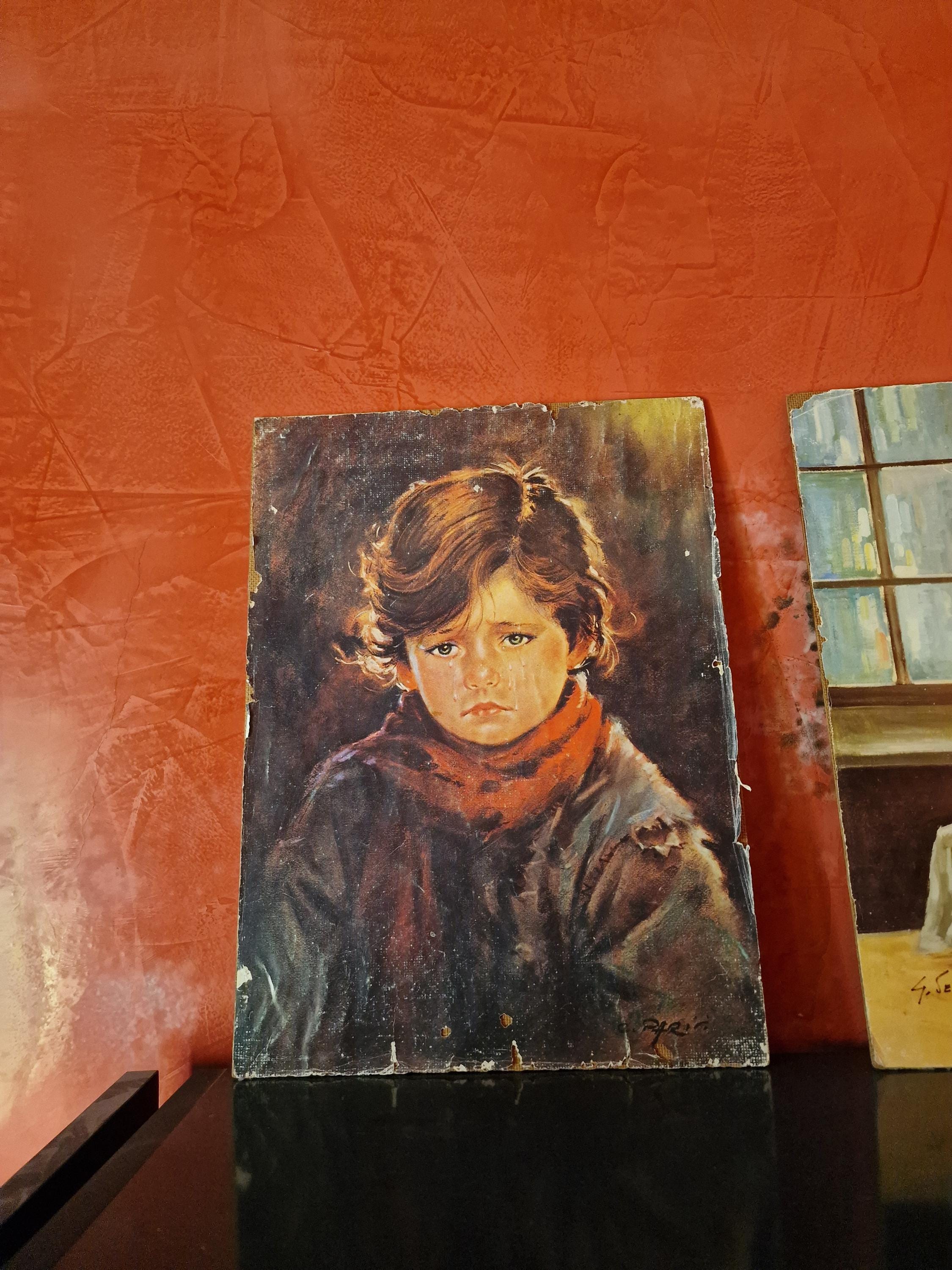 Set of 3 Italian Paintings by De Curtis & Parisi – Vintage Emotional Portraits Wall Art