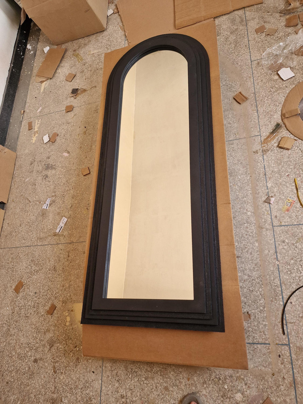 Handmade Cream Arched Full-Length Mirror, Minimalist Bedroom Decor