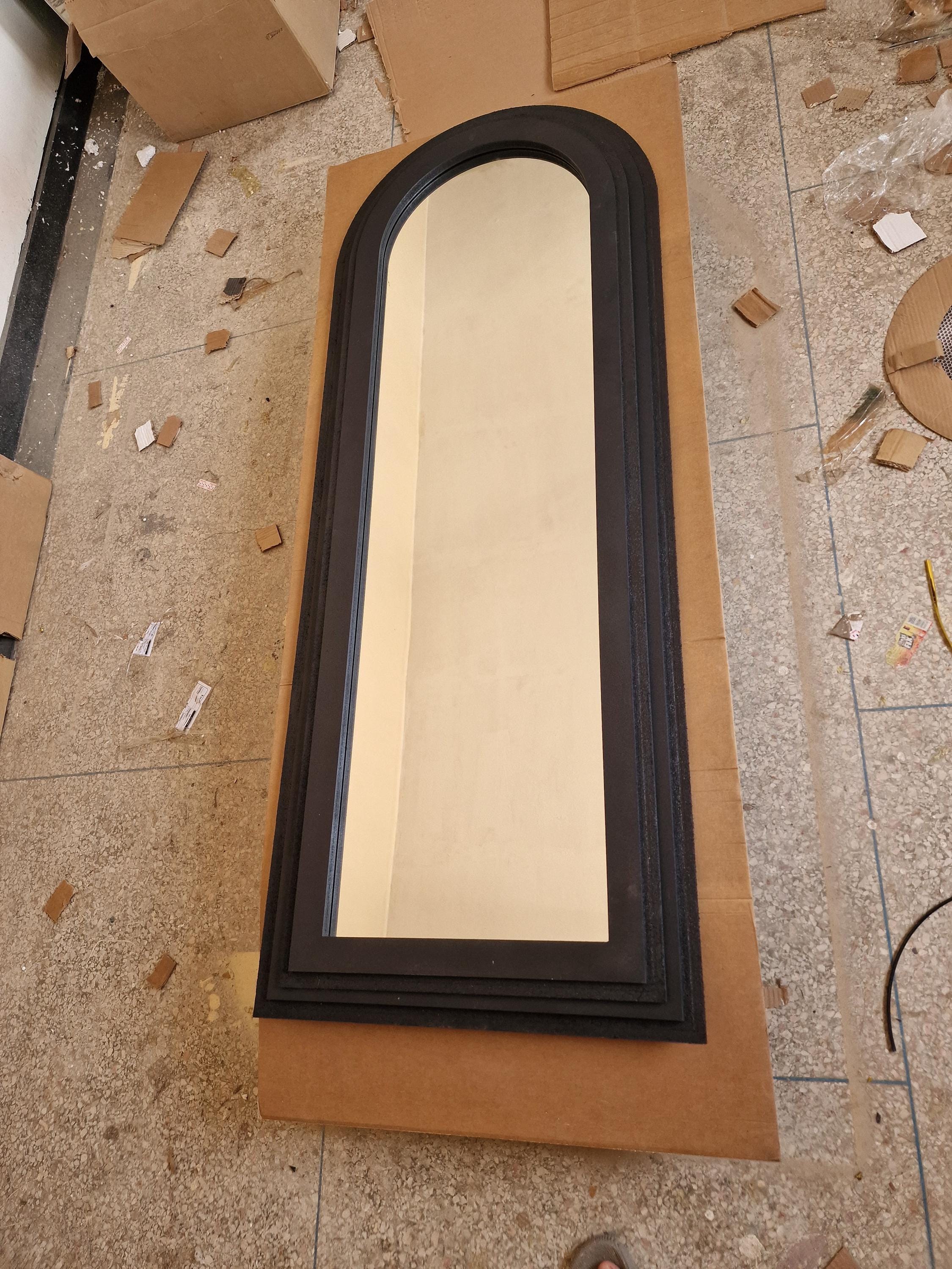 Handmade Cream Arched Full-Length Mirror, Minimalist Bedroom Decor